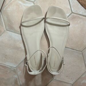 Reformation Mirella Flat Sandal 
Currently $168 on reformation 
Almond Leather